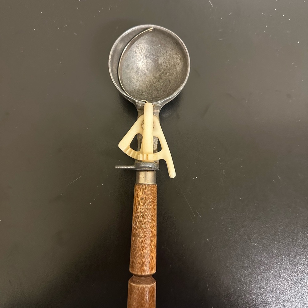 Vintage Ice Cream Scoop with Wooden Handle